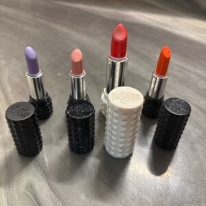 Original Kat Von D KVD lipstick lot 4 Full size red  3 mini coral, beige, lilac